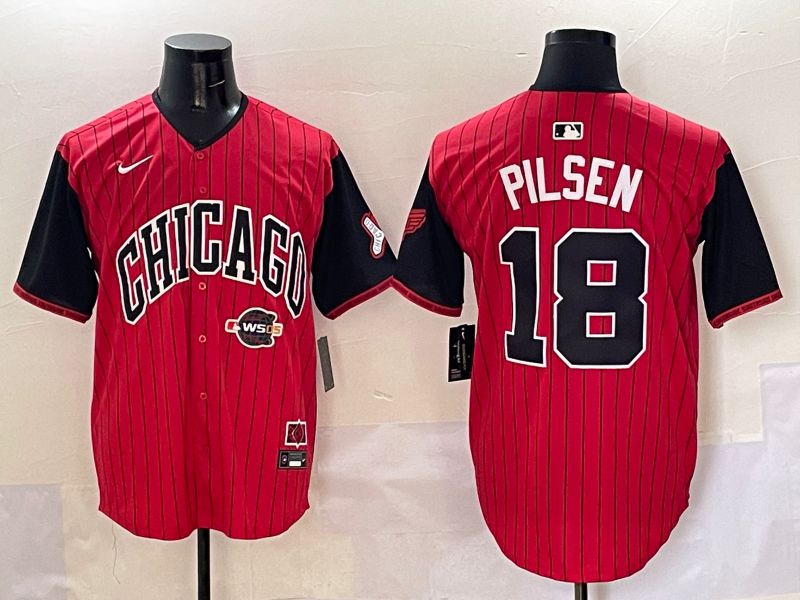 Men Chicago White Sox 18 Pilsen Red Stripe Joint Name Nike 2025 MLB Jersey style 26